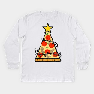Christmas Tree Pizza Kids Long Sleeve T-Shirt